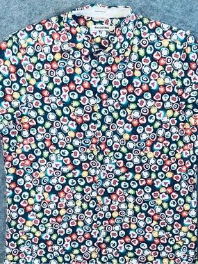 Ben Sherman Navy Multicolor Orb Print Short-Sleeve Button-Down Shirt
